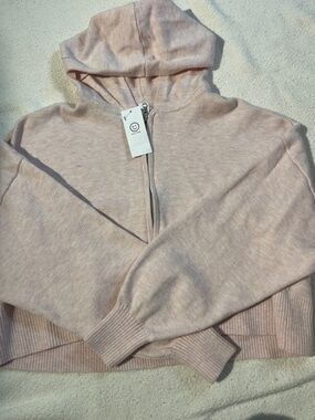 NWT🛍️ Gilly Hicks Light Pink Zip-Up Hood Sweater